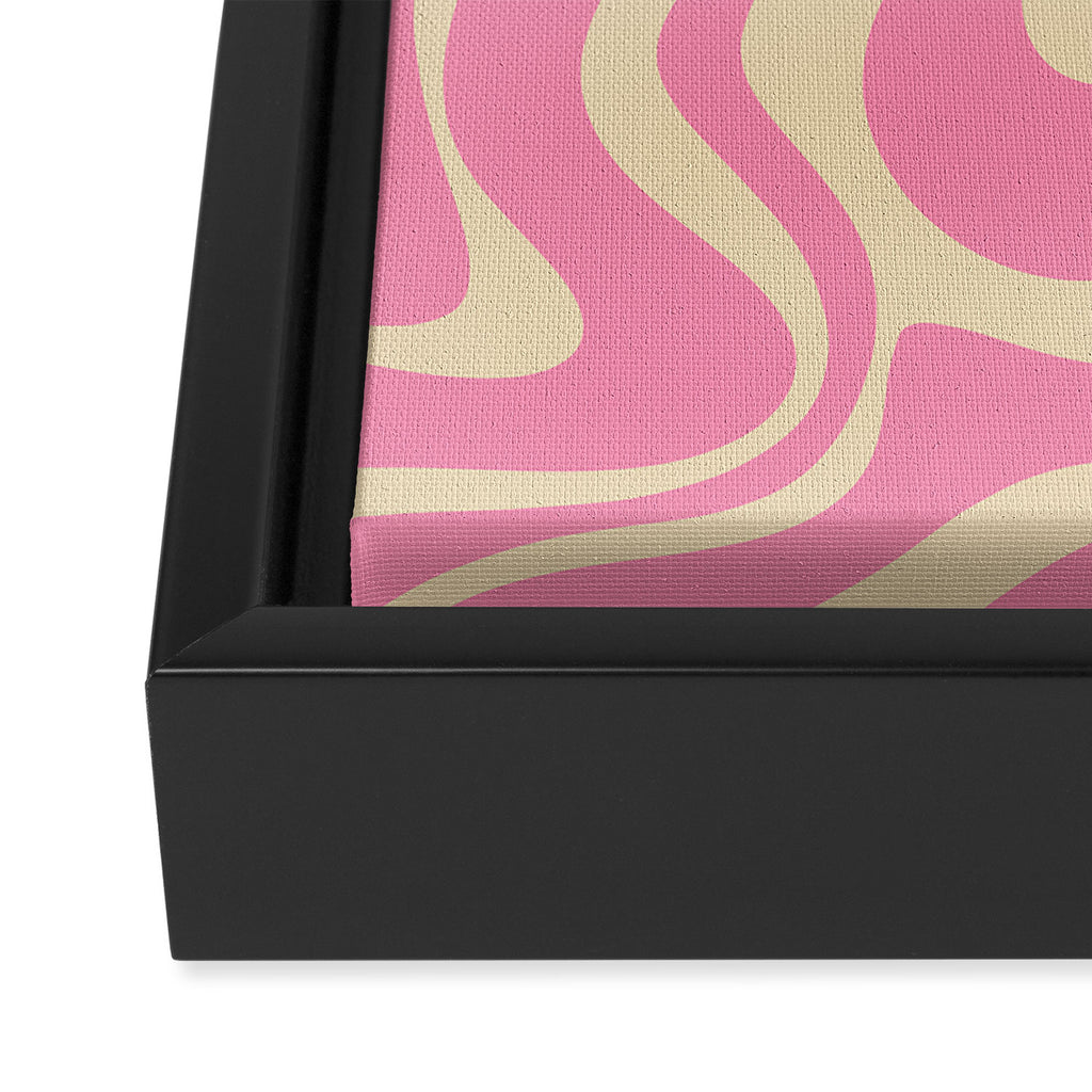 Retro Liquid Swirl Abstract Pattern in Pink Cream Framed Canvas Print Gallery Image 3