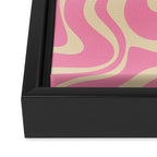 Retro Liquid Swirl Abstract Pattern in Pink Cream Framed Canvas Print Gallery Image 3