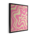 Retro Liquid Swirl Abstract Pattern in Pink Cream Framed Canvas Print Gallery Image 2