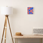 Retro Liquid Swirl Abstract Pattern in Pink, Red-Orange, and Bright Blue Canvas Print Gallery Image 2