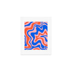 Retro Liquid Swirl Abstract Pattern in Pink, Red-Orange, and Bright Blue Art Print Gallery Image 1