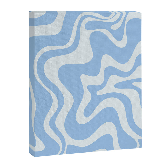 Retro Liquid Swirl Abstract Pattern in Powder Blue Canvas Print Gallery Image 1