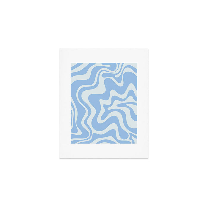 Retro Liquid Swirl Abstract Pattern in Powder Blue Art Print Gallery Image 1