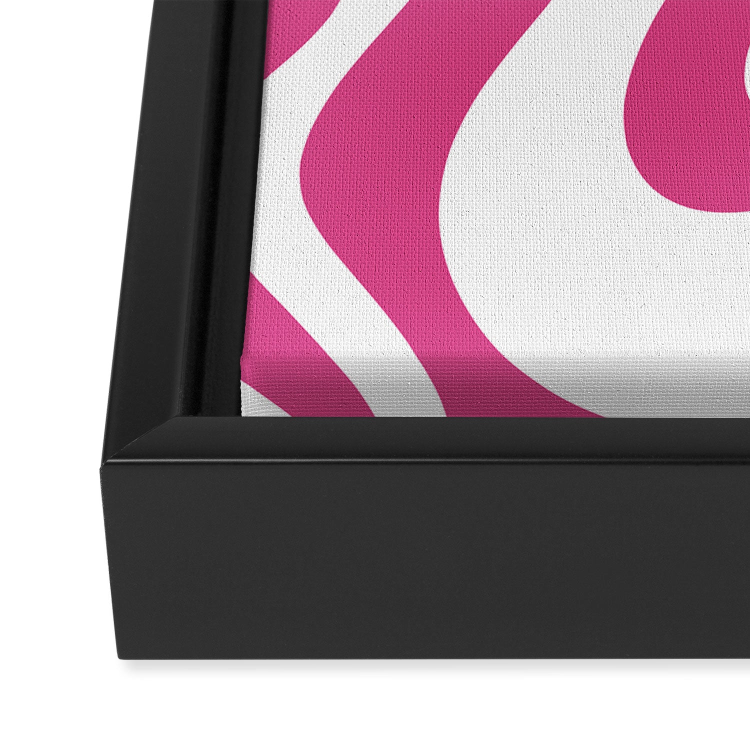 Retro Liquid Swirl Abstract Pattern in Preppy Hot Pink Framed Canvas Print Gallery Image 3