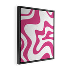 Retro Liquid Swirl Abstract Pattern in Preppy Hot Pink Framed Canvas Print Gallery Image 2