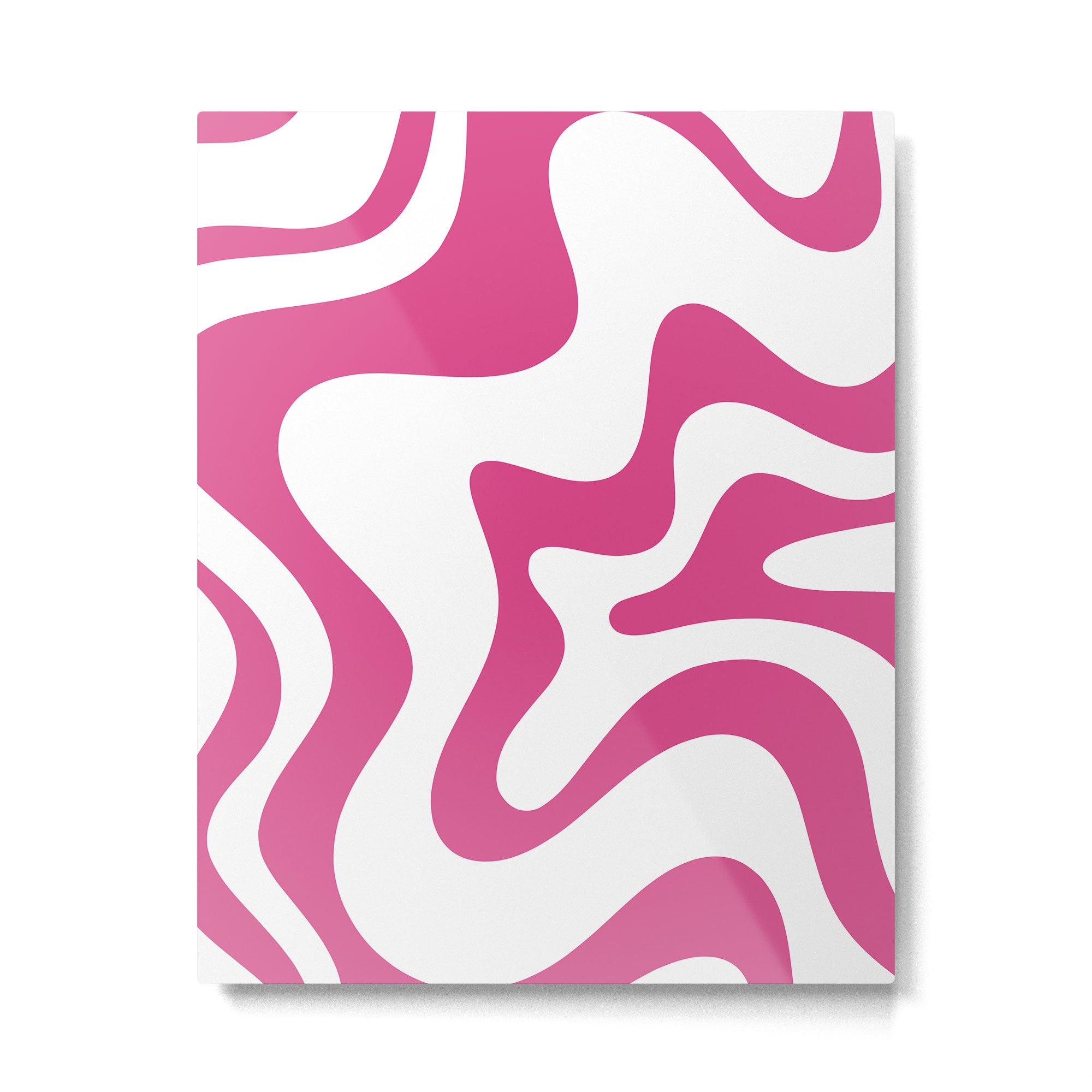 Retro Liquid Swirl Abstract Pattern in Preppy Hot Pink Metal Print Gallery Image 6