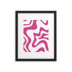 Retro Liquid Swirl Abstract Pattern in Preppy Hot Pink Framed Art Print Gallery Image 6