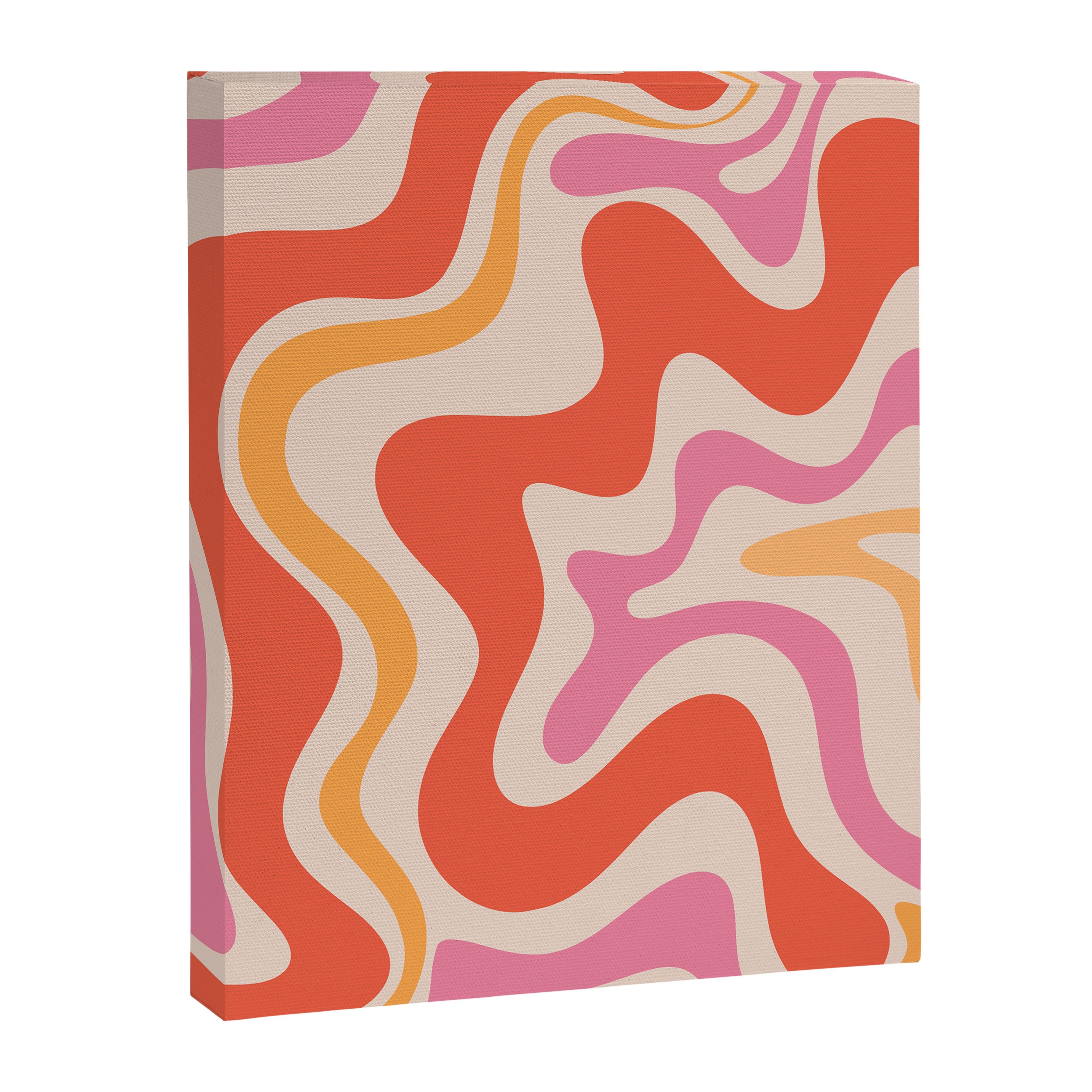 Retro Liquid Swirl Abstract Pattern in Retro Pink and Orange Canvas Print Gallery Image 6