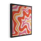 Retro Liquid Swirl Abstract Pattern in Retro Pink and Orange Framed Canvas Print Gallery Image 2