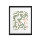 Retro Liquid Swirl Abstract Pattern in Sage, Blush-Cream, and White Framed Art Print Gallery Image 5