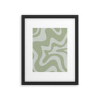 Retro Liquid Swirl Abstract Pattern in Sage Green Framed Art Print Gallery Image 6