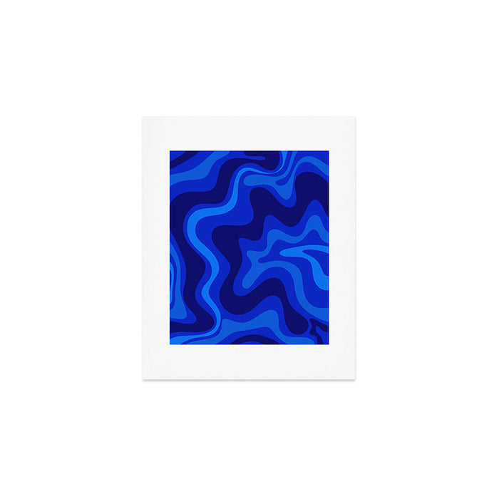 Retro Liquid Swirl Abstract Pattern in Super Blue Art Print Gallery Image 1