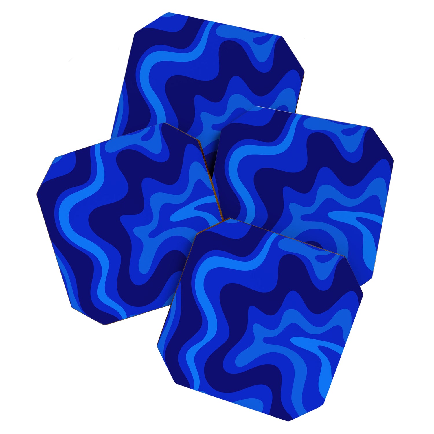 Retro Liquid Swirl Abstract Pattern in Super Blue Coaster Gallery Image 1