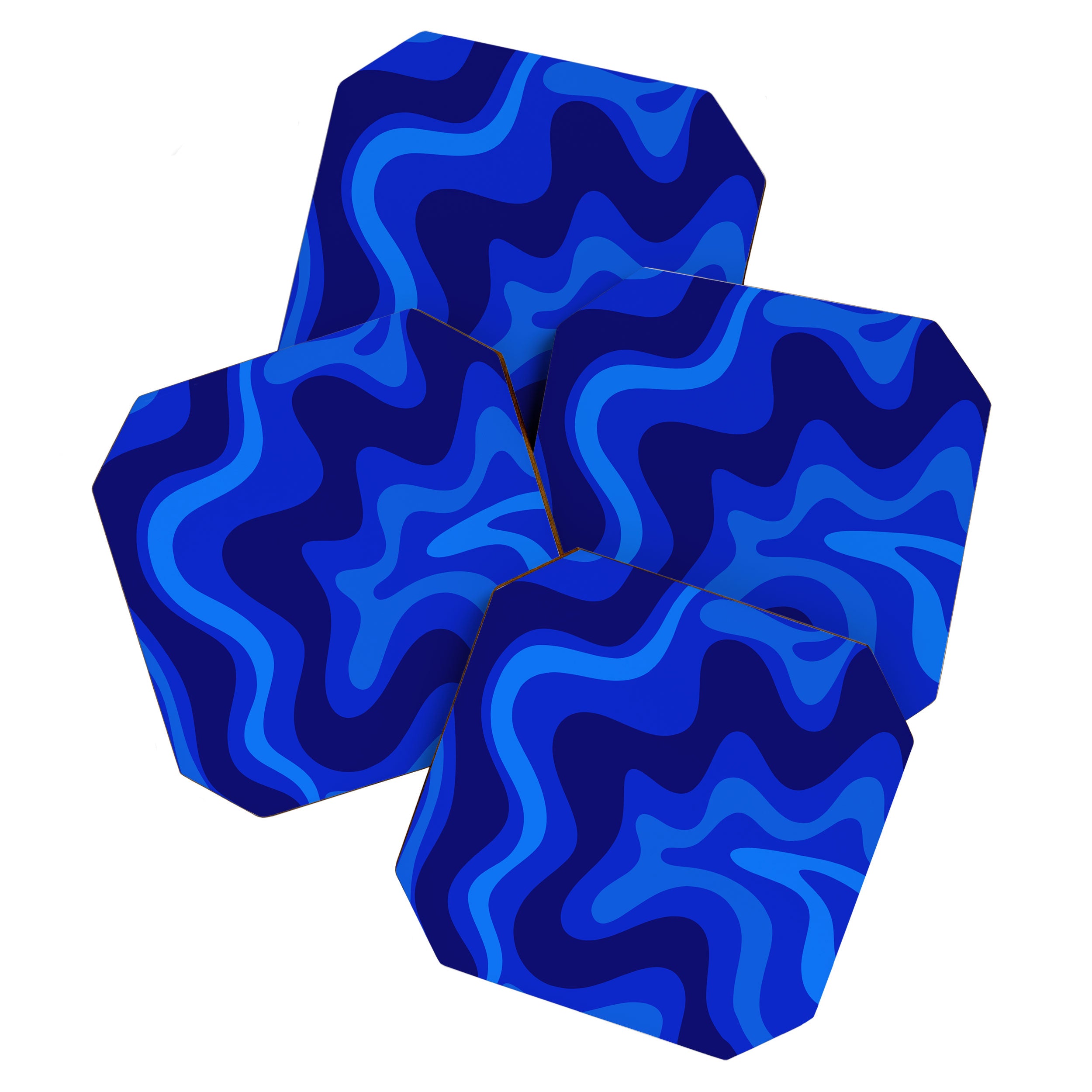 Retro Liquid Swirl Abstract Pattern in Super Blue Coaster Gallery Image 1