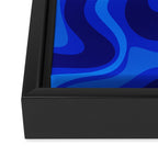 Retro Liquid Swirl Abstract Pattern in Super Blue Framed Canvas Print Gallery Image 3