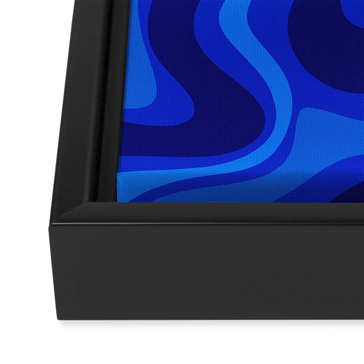 Retro Liquid Swirl Abstract Pattern in Super Blue Framed Canvas Print Gallery Image 3