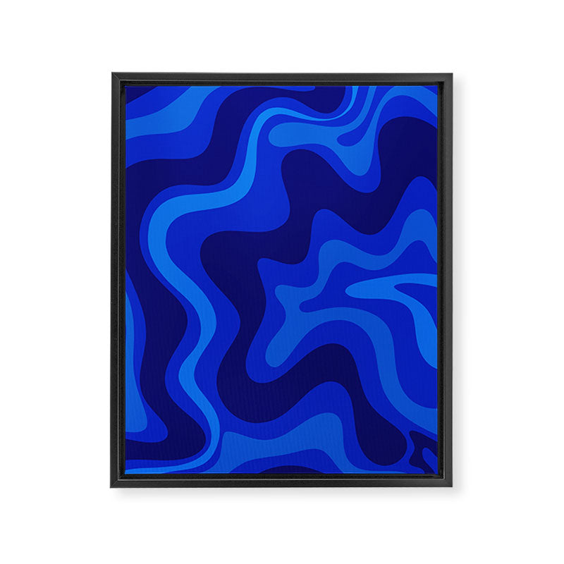 Retro Liquid Swirl Abstract Pattern in Super Blue Framed Canvas Print Gallery Image 6