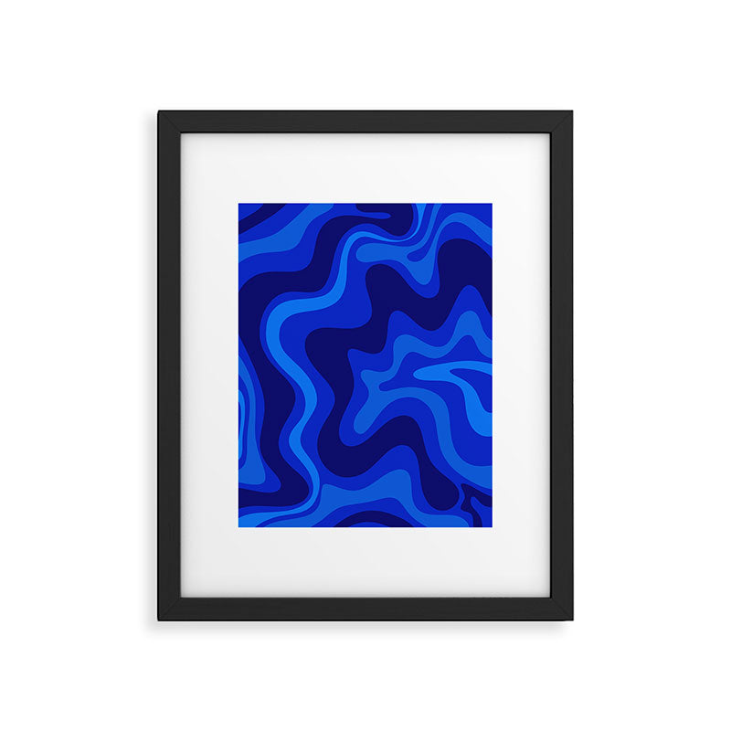 Retro Liquid Swirl Abstract Pattern in Super Blue Framed Art Print Gallery Image 5
