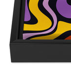 Retro Liquid Swirl Abstract Pattern in Trippy Black Purple Orange Yellow Framed Canvas Print Gallery Image 3