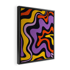 Retro Liquid Swirl Abstract Pattern in Trippy Black Purple Orange Yellow Framed Canvas Print Gallery Image 2