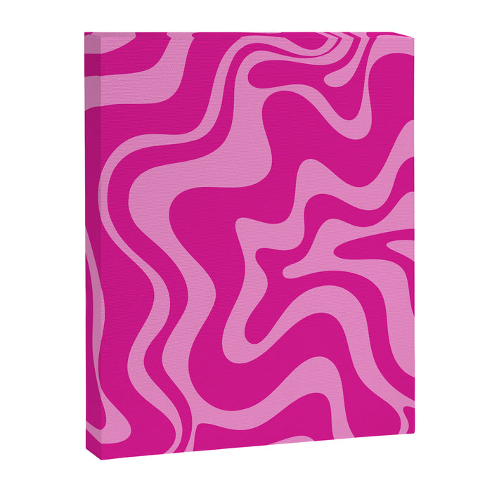 Retro Liquid Swirl Abstract Pattern in Y2K Deep Pinks Canvas Print Gallery Image 1
