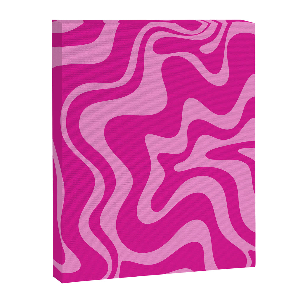 Retro Liquid Swirl Abstract Pattern in Y2K Deep Pinks Canvas Print Gallery Image 6