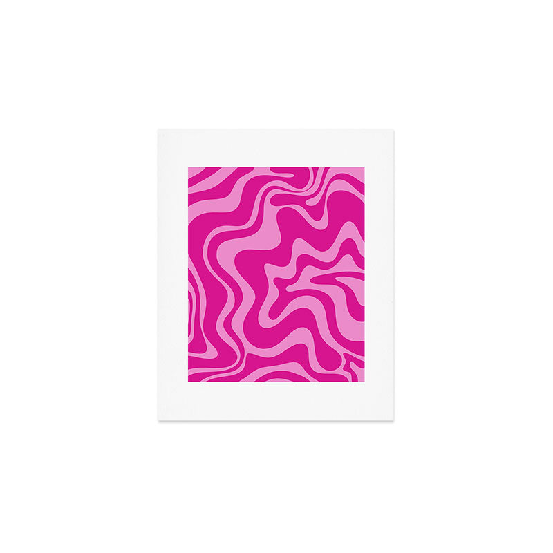 Retro Liquid Swirl Abstract Pattern in Y2K Deep Pinks Art Print Gallery Image 1