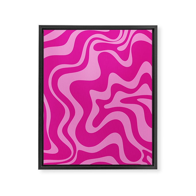 Retro Liquid Swirl Abstract Pattern in Y2K Deep Pinks Framed Canvas Print Gallery Image 6