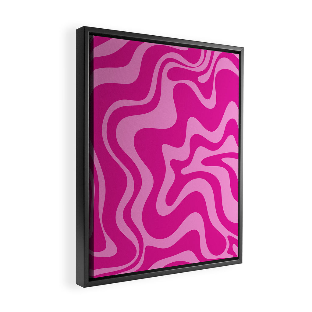 Retro Liquid Swirl Abstract Pattern in Y2K Deep Pinks Framed Canvas Print Gallery Image 2