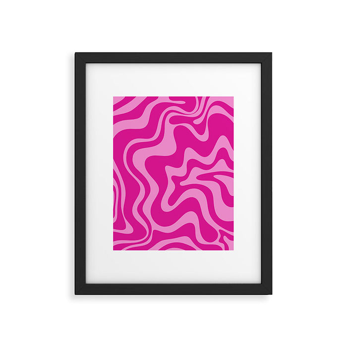 Retro Liquid Swirl Abstract Pattern in Y2K Deep Pinks Framed Art Print Gallery Image 1