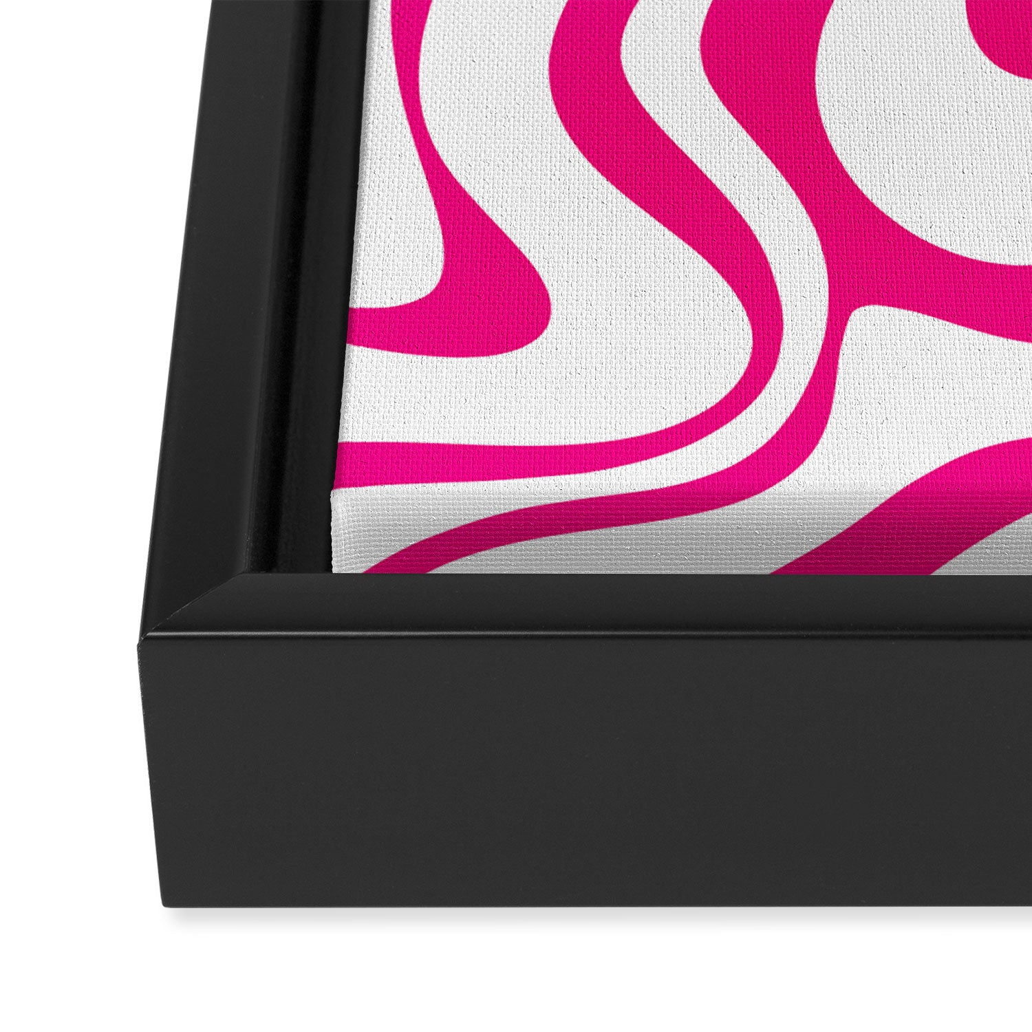 Retro Liquid Swirl Abstract Pattern in Y2K Hot Pink and White Framed Canvas Print Gallery Image 3