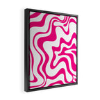 Retro Liquid Swirl Abstract Pattern in Y2K Hot Pink and White Framed Canvas Print Gallery Image 2