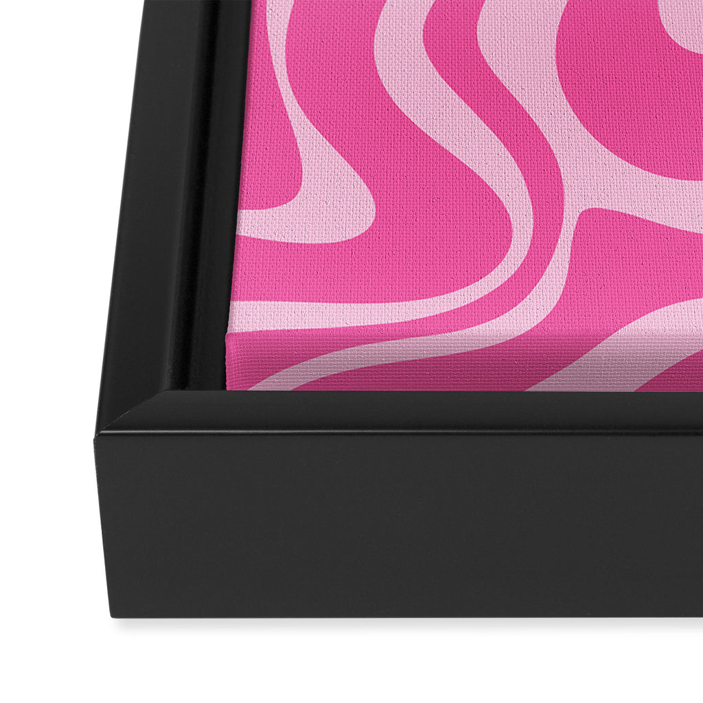 Retro Liquid Swirl Abstract Pattern in Y2K Pink on Pink Framed Canvas Print Gallery Image 3