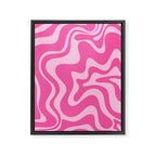 Retro Liquid Swirl Abstract Pattern in Y2K Pink on Pink Framed Canvas Print Gallery Image 6