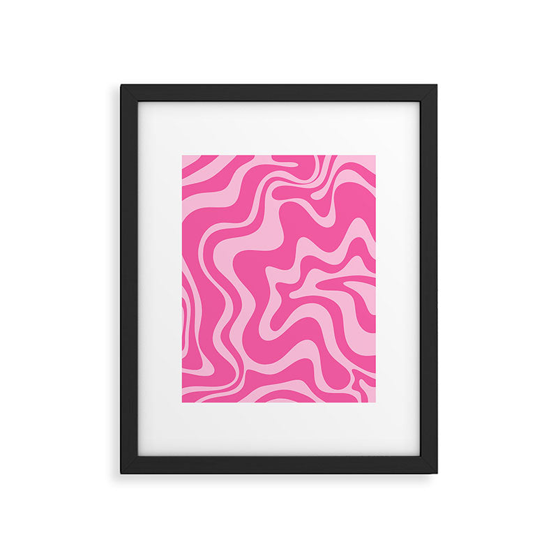 Retro Liquid Swirl Abstract Pattern in Y2K Pink on Pink Framed Art Print Gallery Image 5