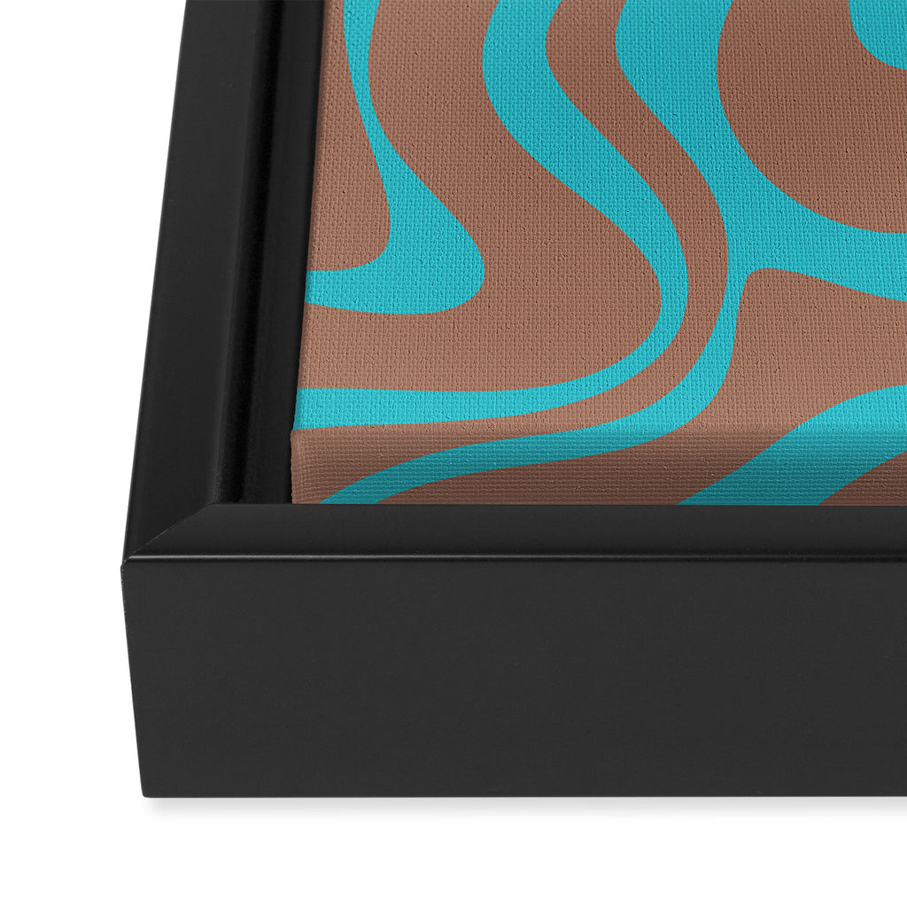 Retro Liquid Swirl Abstract Pattern Inspired by PANTONE 17 1230 Color of the Year Mocha Mousse Framed Canvas Print Gallery Image 3