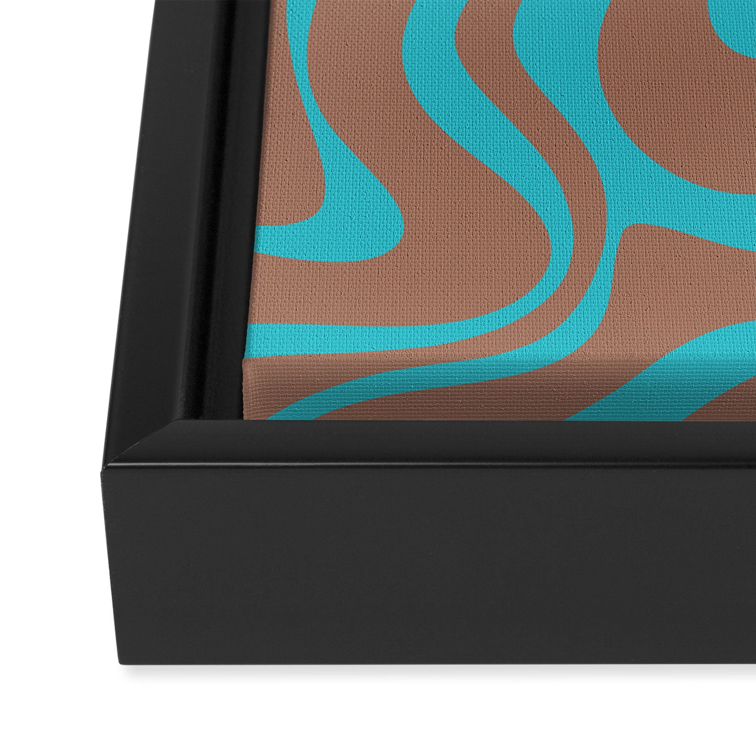 Retro Liquid Swirl Abstract Pattern Inspired by PANTONE 17 1230 Color of the Year Mocha Mousse Framed Canvas Print Gallery Image 3