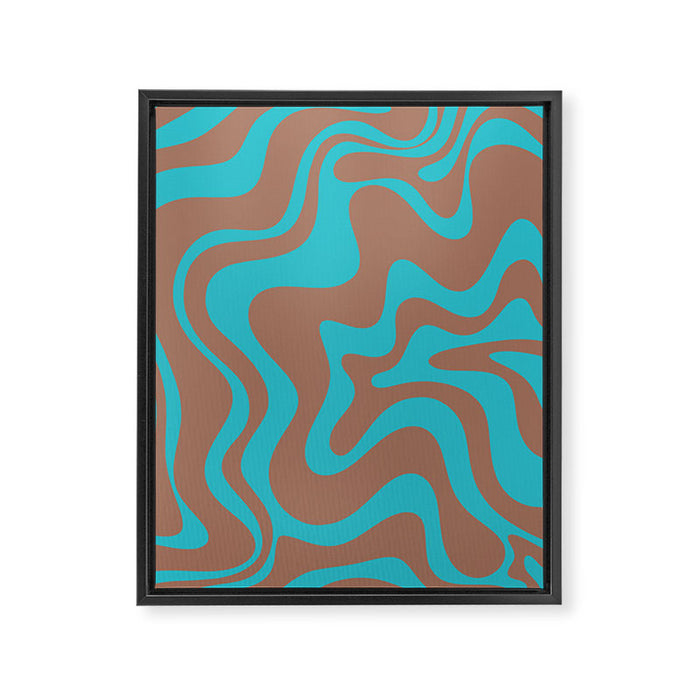 Retro Liquid Swirl Abstract Pattern Inspired by PANTONE 17 1230 Color of the Year Mocha Mousse Framed Canvas Print Gallery Image 1
