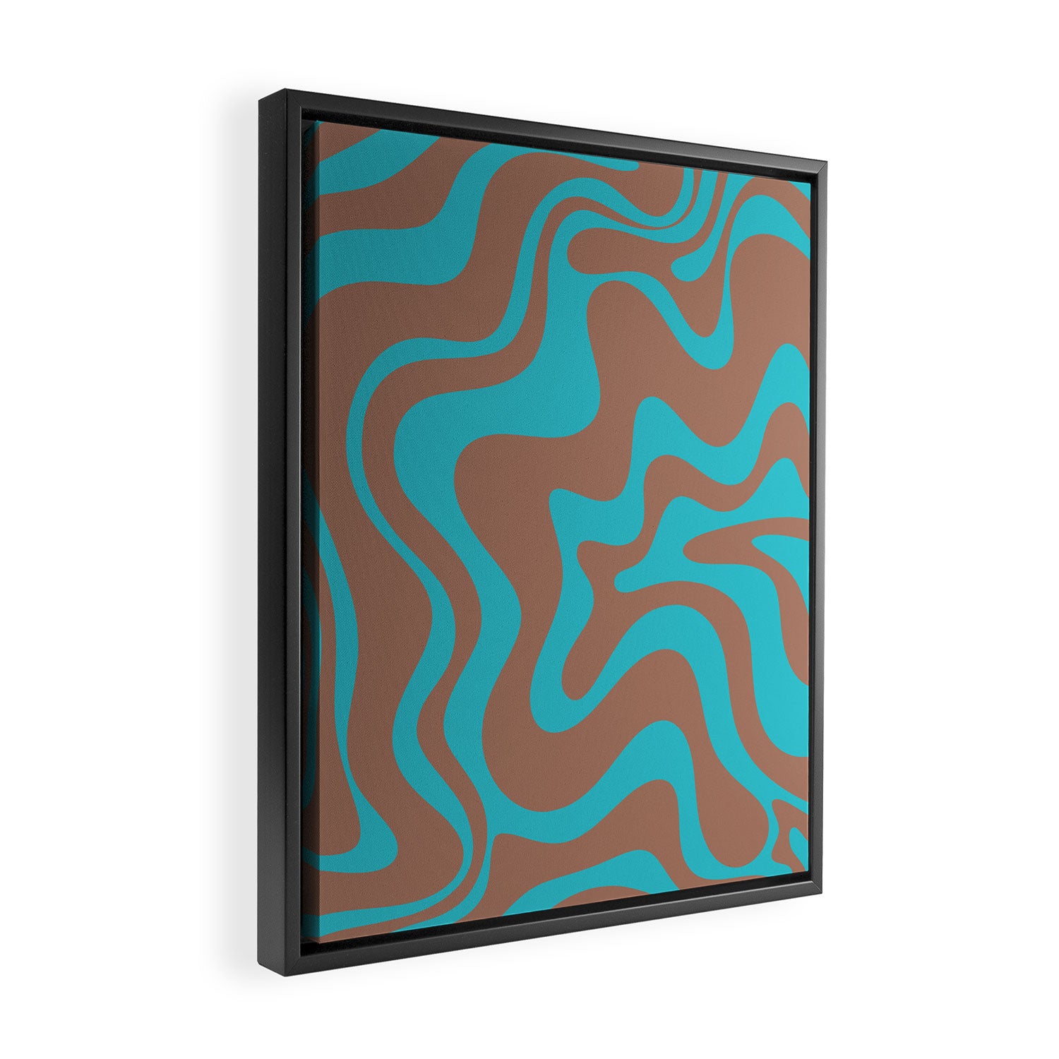 Retro Liquid Swirl Abstract Pattern Inspired by PANTONE 17 1230 Color of the Year Mocha Mousse Framed Canvas Print Gallery Image 2