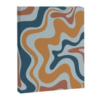 Retro Liquid Swirl Abstract Pattern Light Blue Ochre Rust  Canvas Print Gallery Image 6