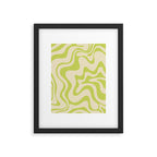 Retro Liquid Swirl Abstract Pattern Light Lime Linden Green and Beige Framed Art Print Gallery Image 5