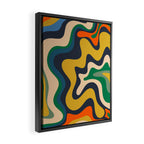 Retro Liquid Swirl Abstract Pattern Mustard Blue Green Beige Orange Framed Canvas Print Gallery Image 2