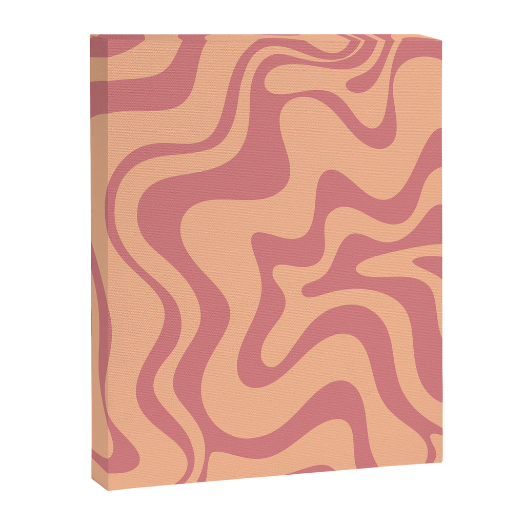 Retro Liquid Swirl Abstract Pattern Peach and Plum Canvas Print Gallery Image 6