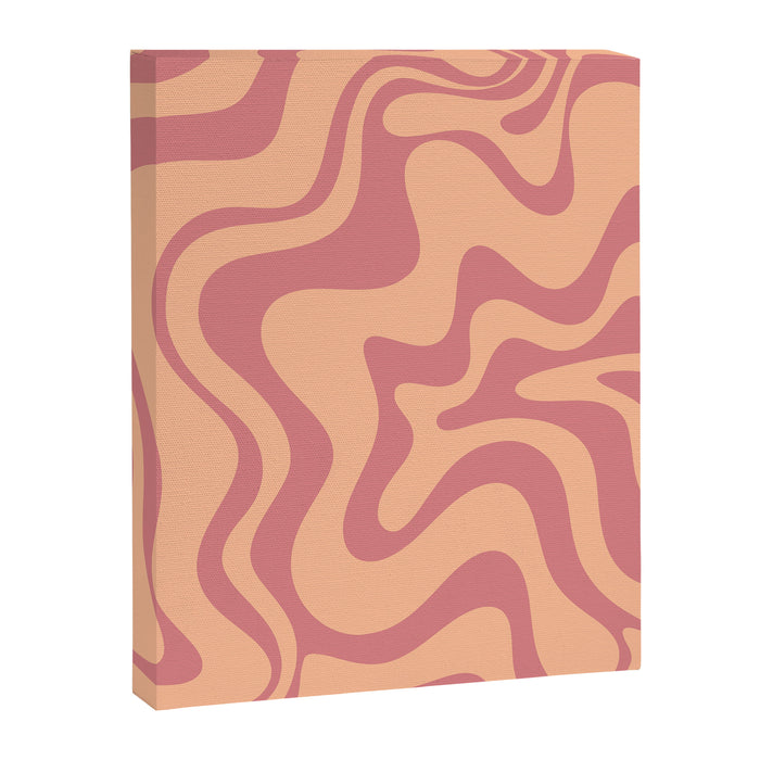 Retro Liquid Swirl Abstract Pattern Peach and Plum Canvas Print Gallery Image 1