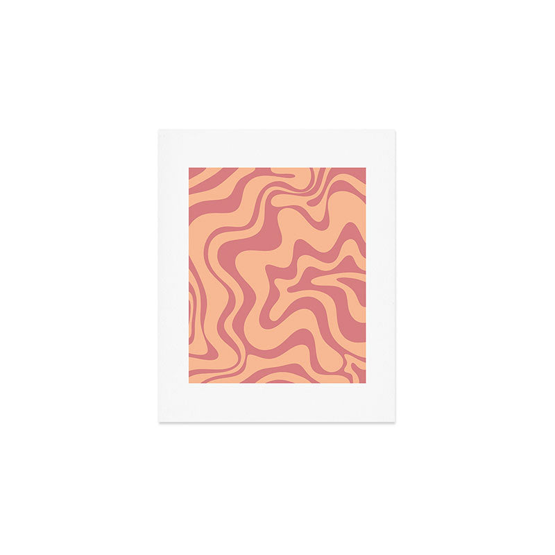 Retro Liquid Swirl Abstract Pattern Peach and Plum Art Print Gallery Image 1