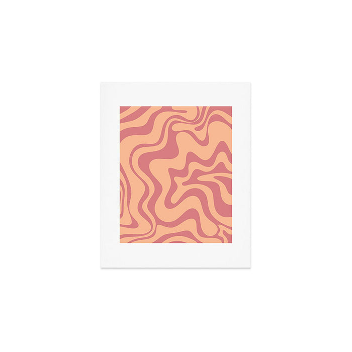 Retro Liquid Swirl Abstract Pattern Peach and Plum Art Print Gallery Image 1