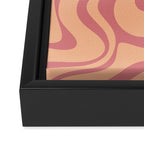 Retro Liquid Swirl Abstract Pattern Peach and Plum Framed Canvas Print Gallery Image 3