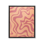 Retro Liquid Swirl Abstract Pattern Peach and Plum Framed Canvas Print Gallery Image 6