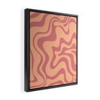 Retro Liquid Swirl Abstract Pattern Peach and Plum Framed Canvas Print Gallery Image 2