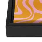Retro Liquid Swirl Abstract Pattern Pink and Mustard Marigold Framed Canvas Print Gallery Image 3